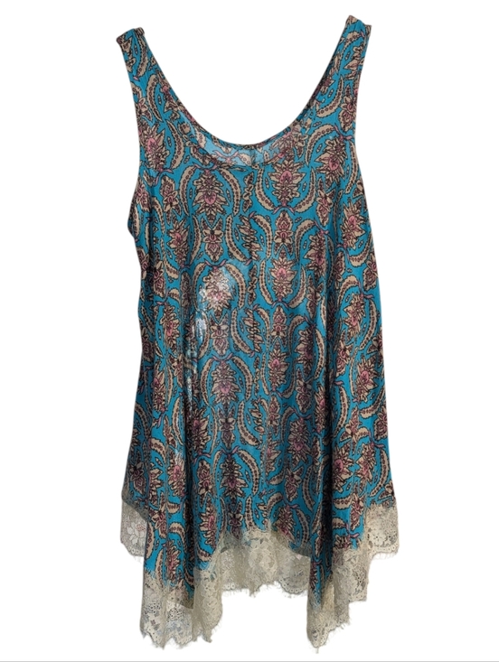 Umgee USA Lace Trim Boho Tank Top | Paisley Print Flowy Tunic Small - Picture 4 of 7